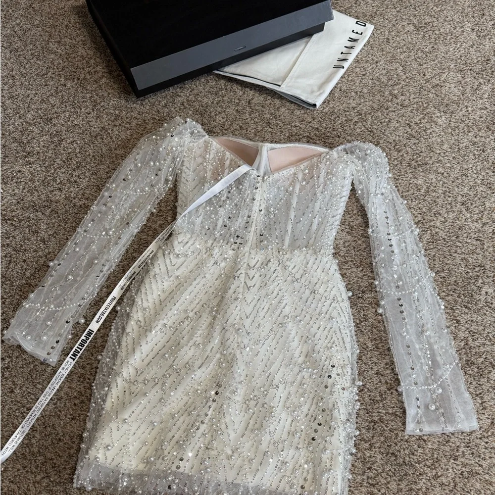 UNTAMED PETALS BY AMANDA JUDGE White Pearl Embellished Mini Dress - Picture 4 of 7